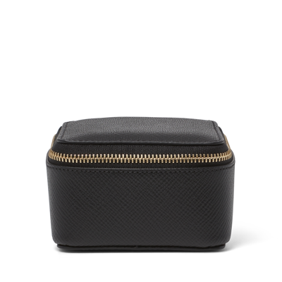 Smythson Medium Square Trinket Case In Panama In Black