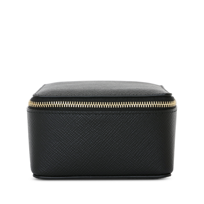 Smythson Large Square Trinket Case In Panama In Black