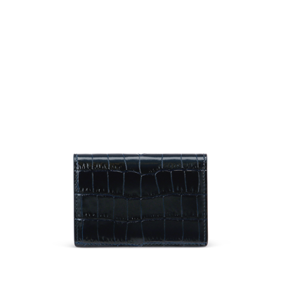 Smythson Folded Card Case With Snap Closure In Mara In Navy
