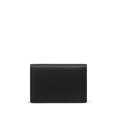 Smythson Folded Card Case With Snap Closure In Panama In Black