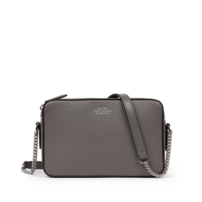 Smythson Camera Bag With Chain In Ludlow In Dark Steel