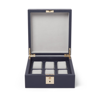 Smythson Lockable Watch Box In Panama In Navy