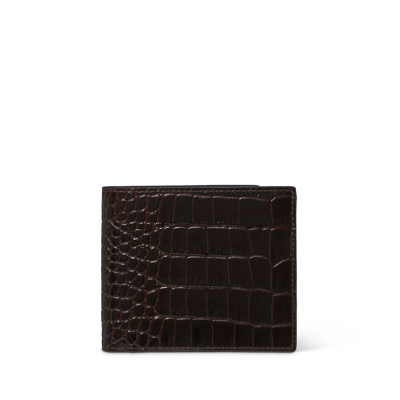 Smythson Croc-embossed Leather Wallet In Brown