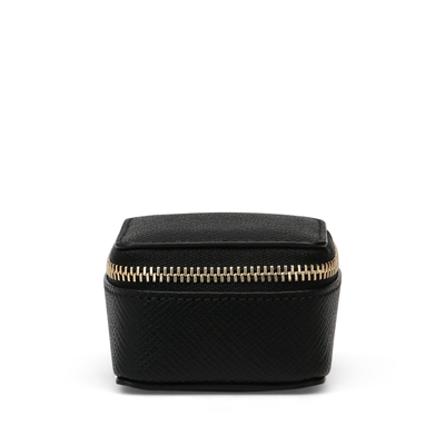 Smythson Small Square Trinket Case In Panama In Black