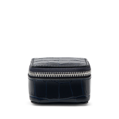 Smythson Small Square Trinket Case In Mara In Navy