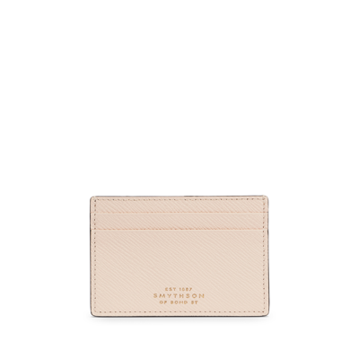 Smythson Flat Card Holder In Panama In Champagne