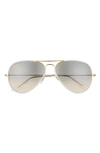 Ray Ban Ray-ban Unisex Classic Brow Bar Aviator Sunglasses, 58mm In Grey On Legend Gold /clear Gradient Gray
