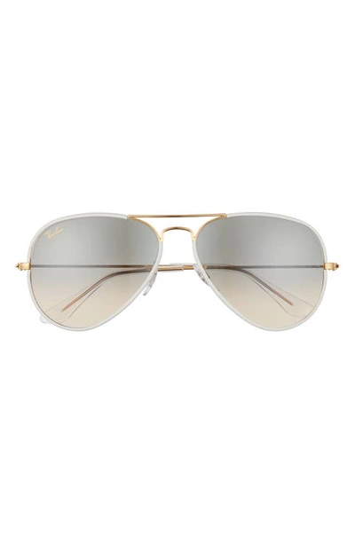Ray Ban Ray-ban Unisex Classic Brow Bar Aviator Sunglasses, 58mm In Grey On Gold / Grey Gradient