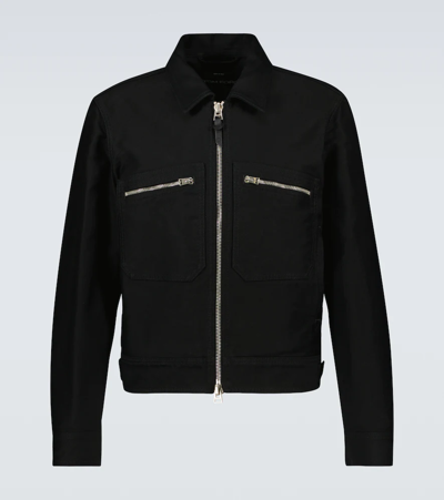 Tom Ford Zip-pocket Brushed-cotton Jacket In Nero