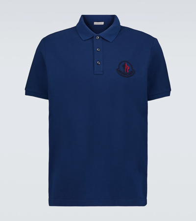 Moncler Short Sleeve Logo Polo Shirt In Blue