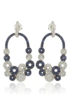 Suzy Levian 18k Yellow Gold & Sterling Silver Blue & White Sapphire Diamond Circle Drop Earrings In Blue