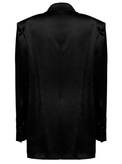 The Andamane Guia Oversize Satin Blazer In Black