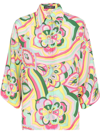Dolce & Gabbana Abstract-print Silk Shirt In Blau