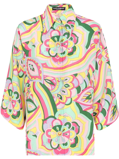 DOLCE & GABBANA ABSTRACT-PRINT SILK SHIRT