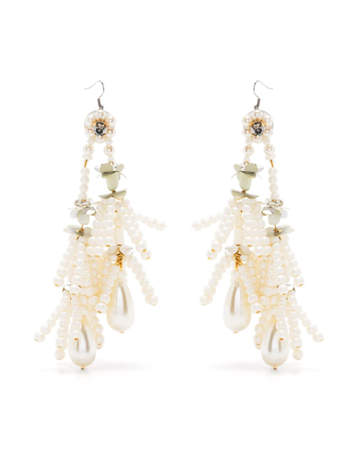 Biyan Beaded Drop Earrings In Weiss