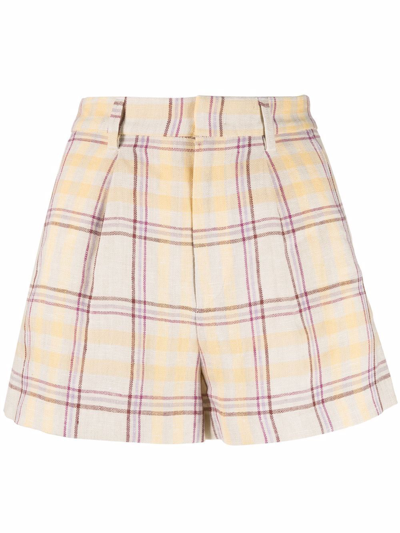 Isabel Marant Étoile Ilabot Plaid-check Print Shorts In Yellow