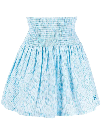 Kenzo Printed Short Flared Skirt - Atterley In Cian Light Blue
