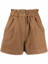Kenzo Cotton Bermuda With Wrapped Waist In Brown
