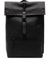 Rains Logo-embossed Foldover Backpack In Black