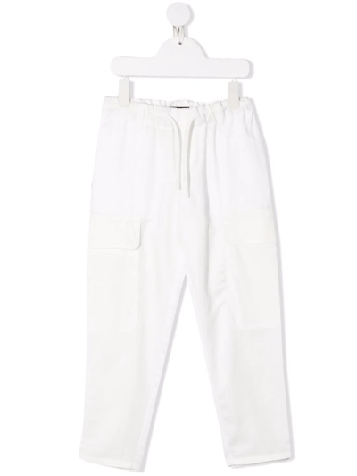 Emporio Armani Babies' Drawstring-waist Trousers In White