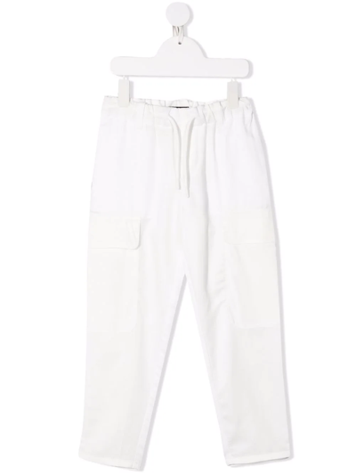 Emporio Armani Kids' Drawstring-waist Trousers In White