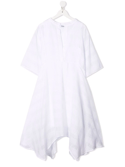 Dondup Kids' Plaid-check Print Dress In White