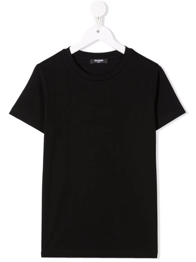 Balmain Kids' Rear Logo-print T-shirt In Black