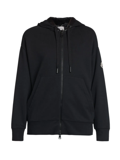 Moncler Born To Protect-appliqué Relaxed-fit Recycled Cotton-blend Hoody In Black