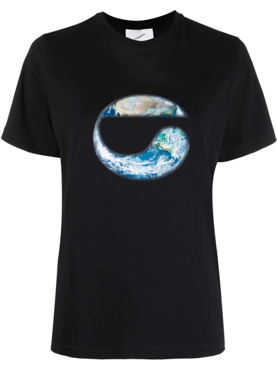Coperni Graphic-print Short-sleeved T-shirt In Black
