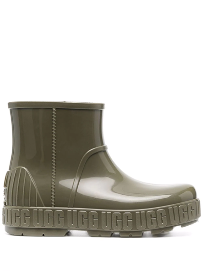 Ugg Debossed-logo Rain Boots In Green