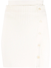 Andreädamo Strap-detail Ribbed-knit Skirt In Weiss