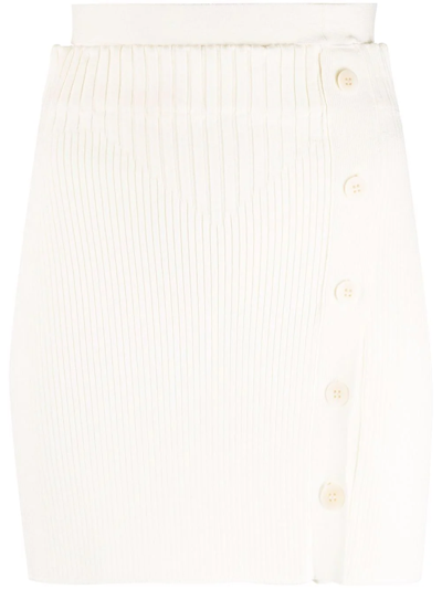 Andreädamo Strap-detail Ribbed-knit Skirt In White