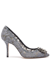 DOLCE & GABBANA TAORMINA-LACE CRYSTAL-EMBELLISHED PUMPS