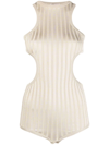 Pucci Cut-out Silk Bodysuit In Neutrals