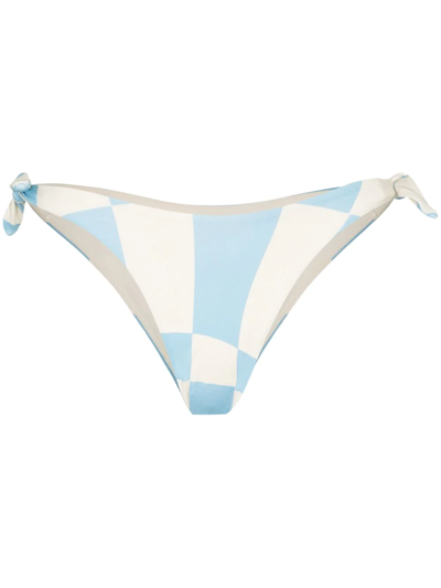 Abysse Jean Check-print Bikini Bottom In Blue