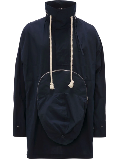 Jw Anderson Cap Bag Stretch Cotton Anorak In Blue