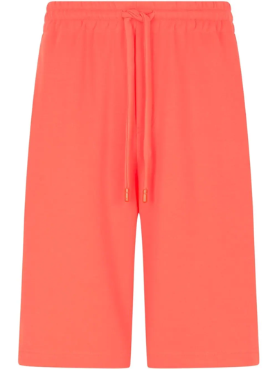 Dolce & Gabbana Embossed-logo Jersey Track Shorts In Orange