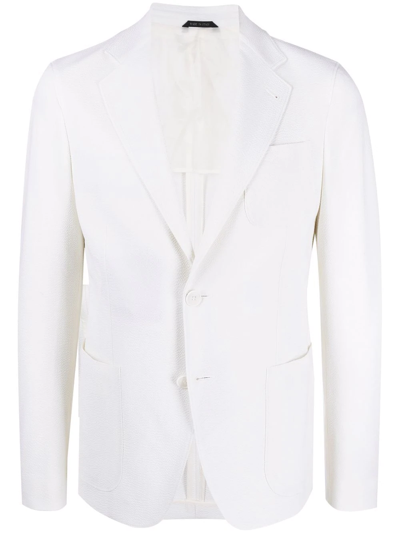 Giorgio Armani Single-breasted Linen Blazer In White