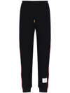 Thom Browne Tapered Grosgrain-trimmed Loopback Cotton-jersey Sweatpants In Blue