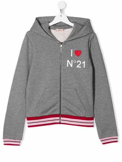N°21 Teen Logo-print Track Jacket In Grey