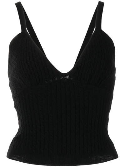 Alice And Olivia Kenna Cable-knit Tank Top In Black