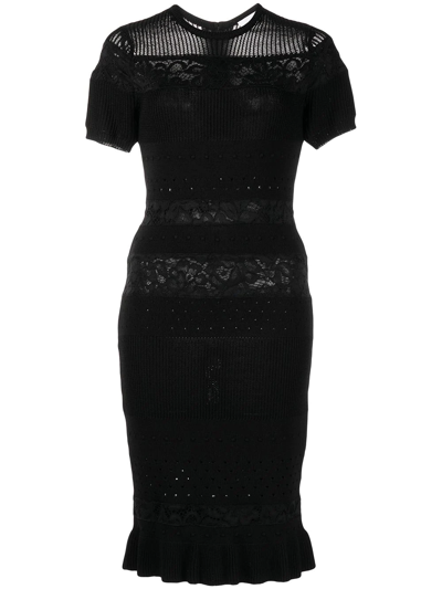 Milly Lace-detail Short-sleeved Dress In Black