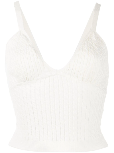 Alice And Olivia Kenna Cable Crop Cotton Sweater Tank In Nocolor