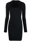 Helmut Lang Ribbed-knit Pima Cotton-blend Mini Dress In Black