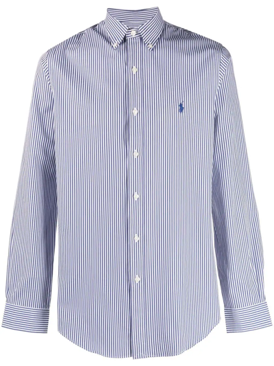 Polo Ralph Lauren Stripe-print Long-sleeved Shirt In Blue
