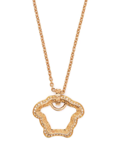 Versace Medusa Metal Thin Chain Necklace In  Gold Crys