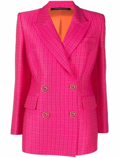 Antonino Valenti Fitted Double-breasted Blazer In Pink