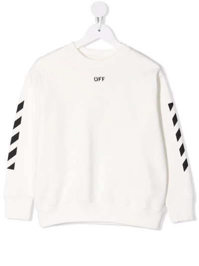 Off-white White Kids Sweatshirt With Off Stamp And Diagonals