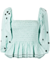 Tanya Taylor Emma Smocked Top In Blue