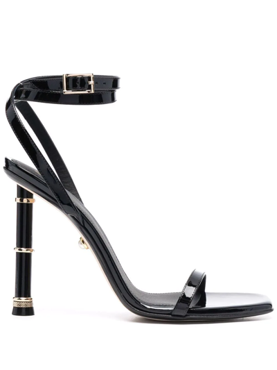 Alevì Melodyamy Patent Ankle-wrap Sandals In Black